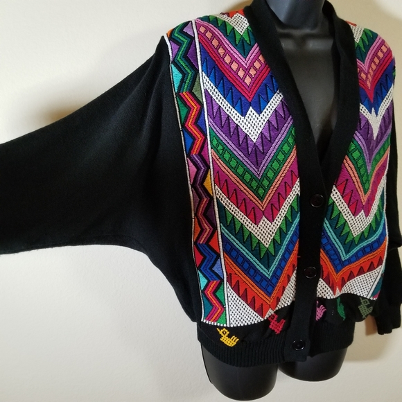 Los Riscos Artesanias Multi Colored duck Cardigan, size Large - Picture 7 of 9